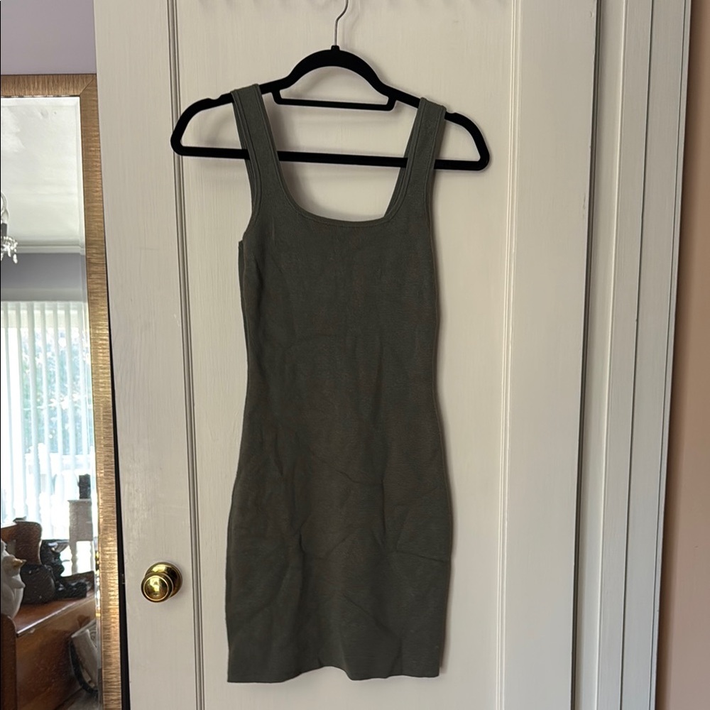 Abercrombie & Fitch Classic Contour Midi Dress - Olive Green